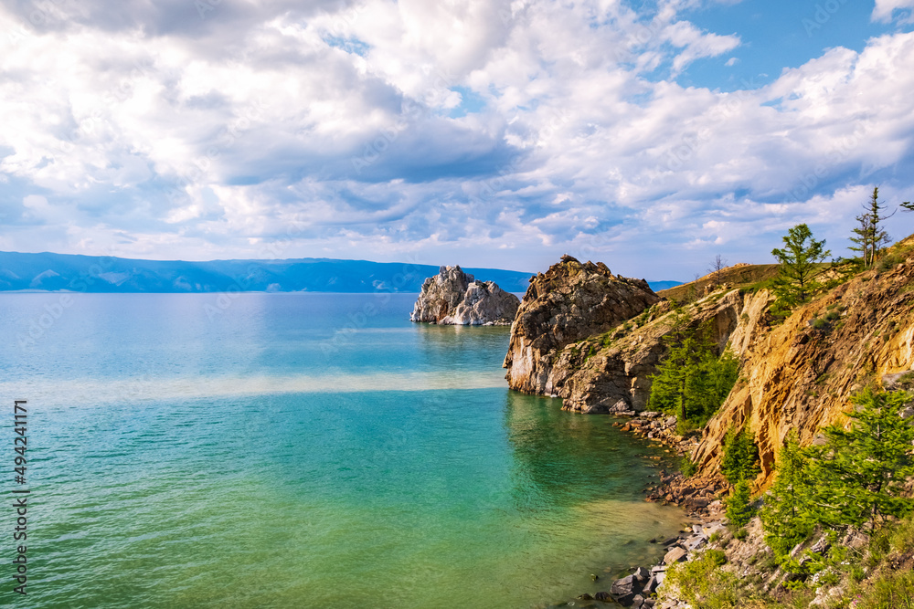 Fototapeta premium Shamanka Rock or Cape Burkhan on Olkhon Island in Lake Baikal