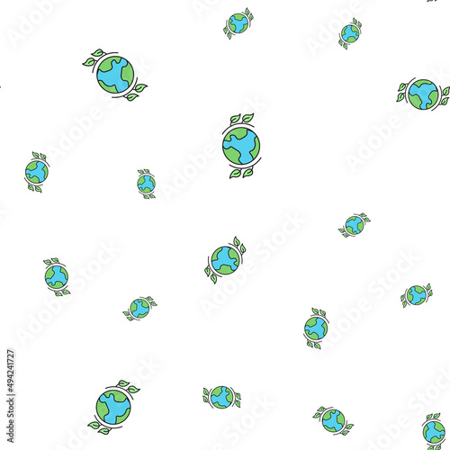 Planet Earth. Seamless pattern of ecological icons