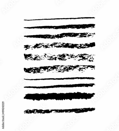 Hand drawn charcoal pencil brush set isolated on white background. Vector graphics