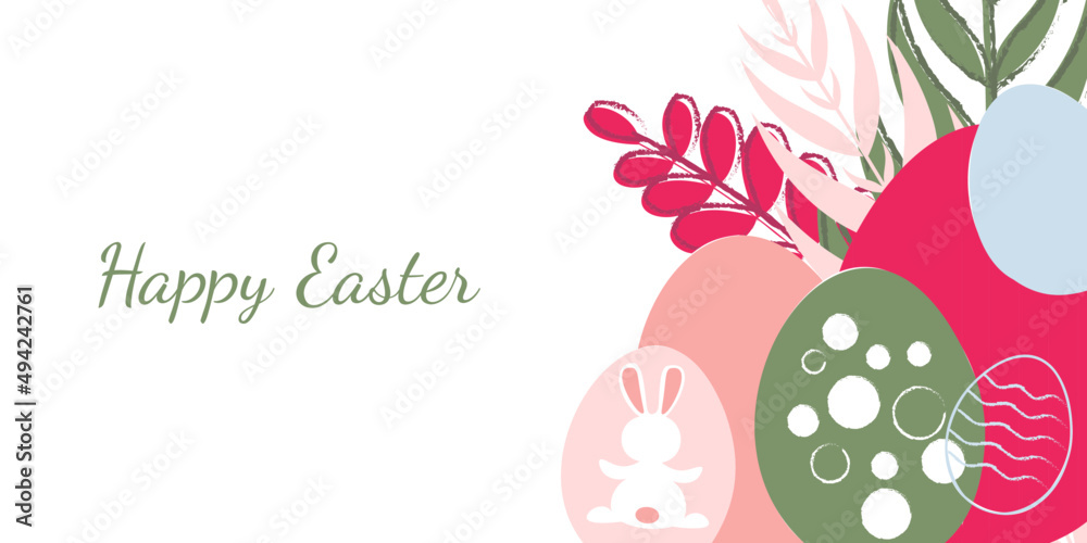 Easter vector banner with place for text decorated with eggs and flowers Easter vector banner with place for text decorated with eggs and flowers