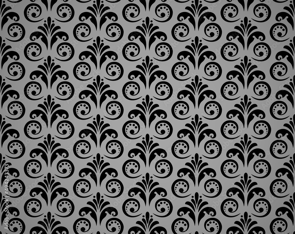 Flower geometric pattern. Seamless vector background. Gray and black ornament Flower geometric pattern. Seamless vector background. Gray and black ornament