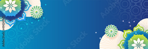 Stylish blue golden mosque design islamic banner background