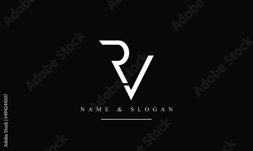 RV, VR, R, V abstract letters logo monogram
