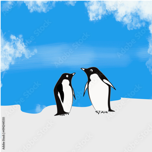 penguin on the ice  vector illustration 
