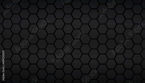 Hexagon dark grey grid. Modern luxury futuristic background illustration