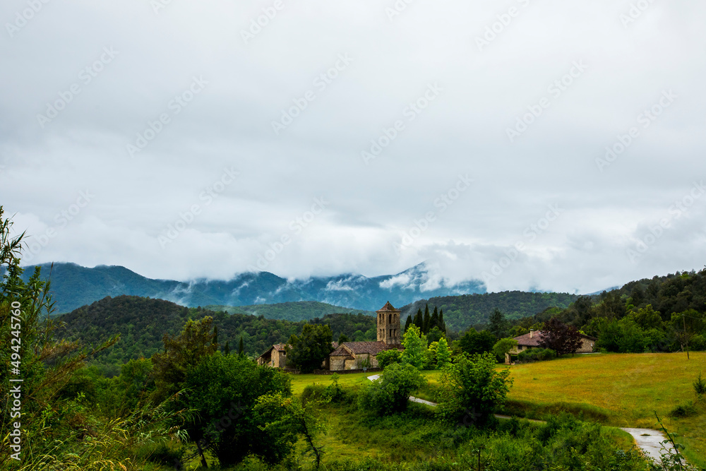 Fototapeta premium Spring in Sant Marti De Capsec church, La Garrotxa, Spain