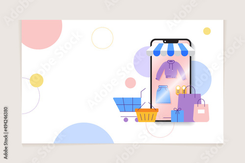 Blank Space Empty Clothes Special offer sale up to 50 shopping bag trolley cart Isolated Online Marketing Landing Page E-commerce Promotion Sale Cart Gift Present box Awning Web Abstract Background