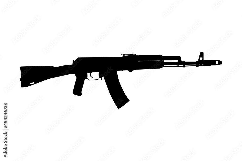 Assault rifle icon of AK-74M Shadow silhouette of gun