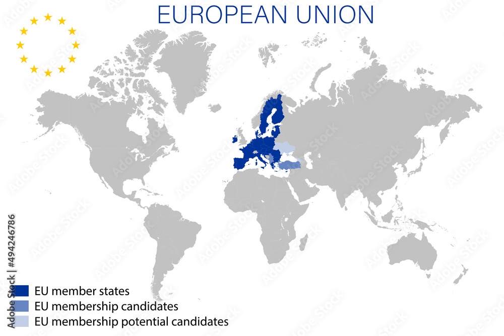European Union on political map of the world in 2022