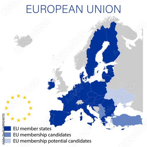 European Union on political map of the Europe in 2022