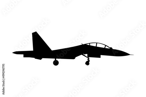 Fighter aircraft Flanker-B or SU-27 simple icon for web and app