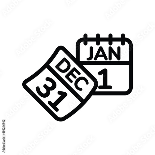 The calendar icon turns the page from December 31st to the New Year's January 1st.