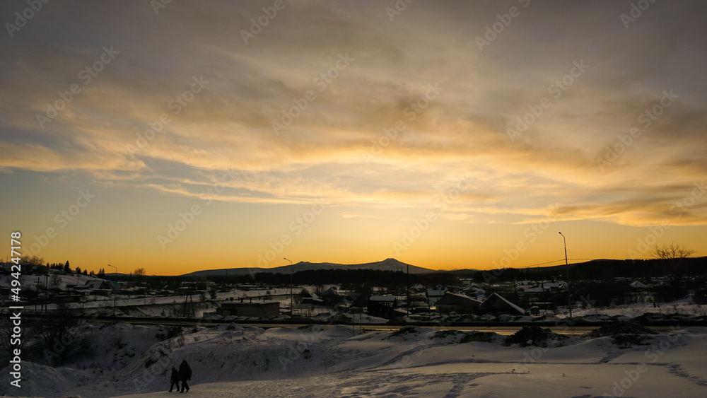 sunset in the mountains