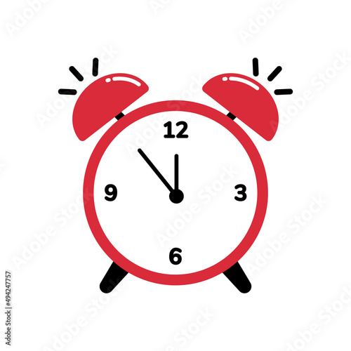 Red alarm clock icon, Vector, Illustration.