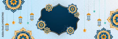 Stylish golden mosque design islamic banner background