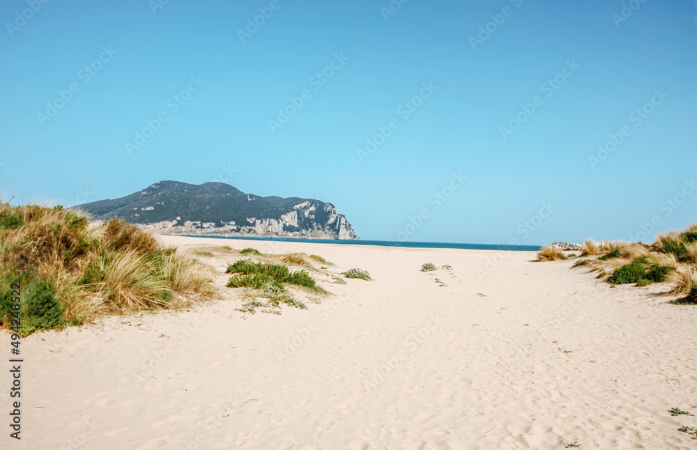Beach against the backdrop of mountains Beach against the backdrop of mountains