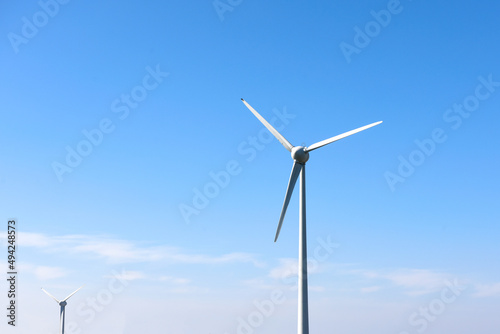 Energy and electricty production by wind turbine for renewable clean power and energy supply