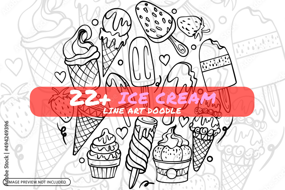 Ice Cream Line Art Doodle