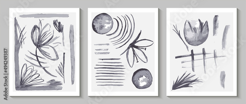 Abstract art design  set of modern creative minimalist  illustrations. Vector.