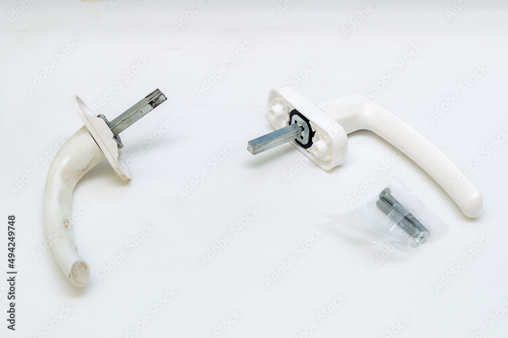 Broken double-glazed handle and new for replacement