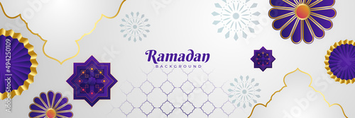 Sticker Stylish golden mosque design islamic banner background