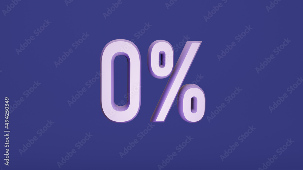 0 percent wrriten in 3d text 3d render 3D illustration 0 percent wrriten in 3d text 3d render 3D illustration
