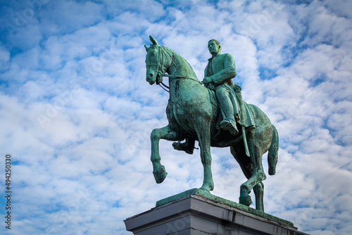Statue of the king Albert I in Mont des Arts, Brussels, Belgium