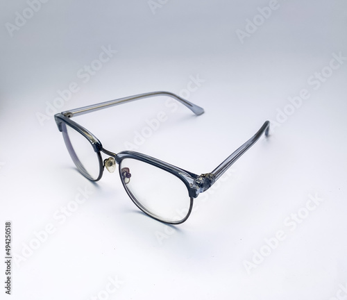 glasses in light gray with a white background. These glasses are usually used when in front of the computer or just reading a book.