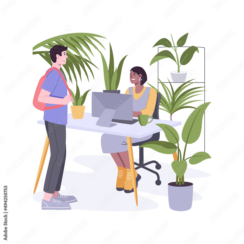 Biophilic office isolated cartoon vector illustrations.