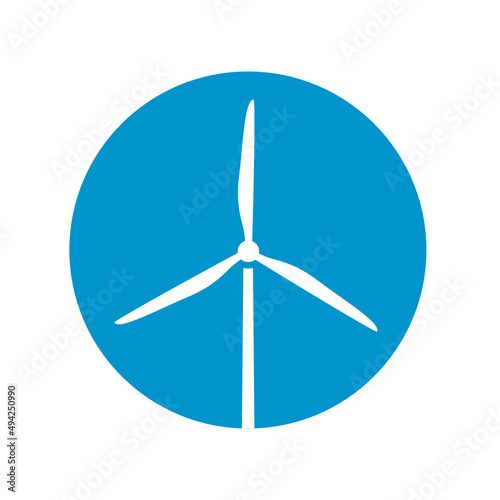 Windmill / wind turbine icon. Simple windmill blowing in the air for web and print isolated.