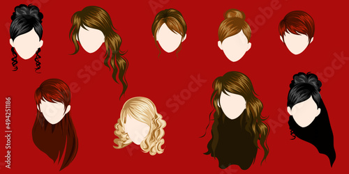 Hairstyles for women constructor  Vector.