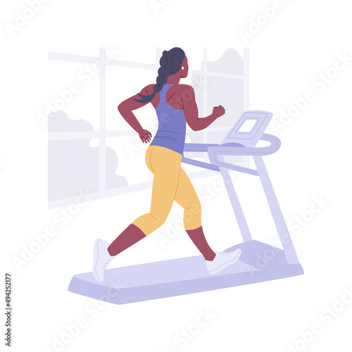 Home treadmill isolated cartoon vector illustrations.