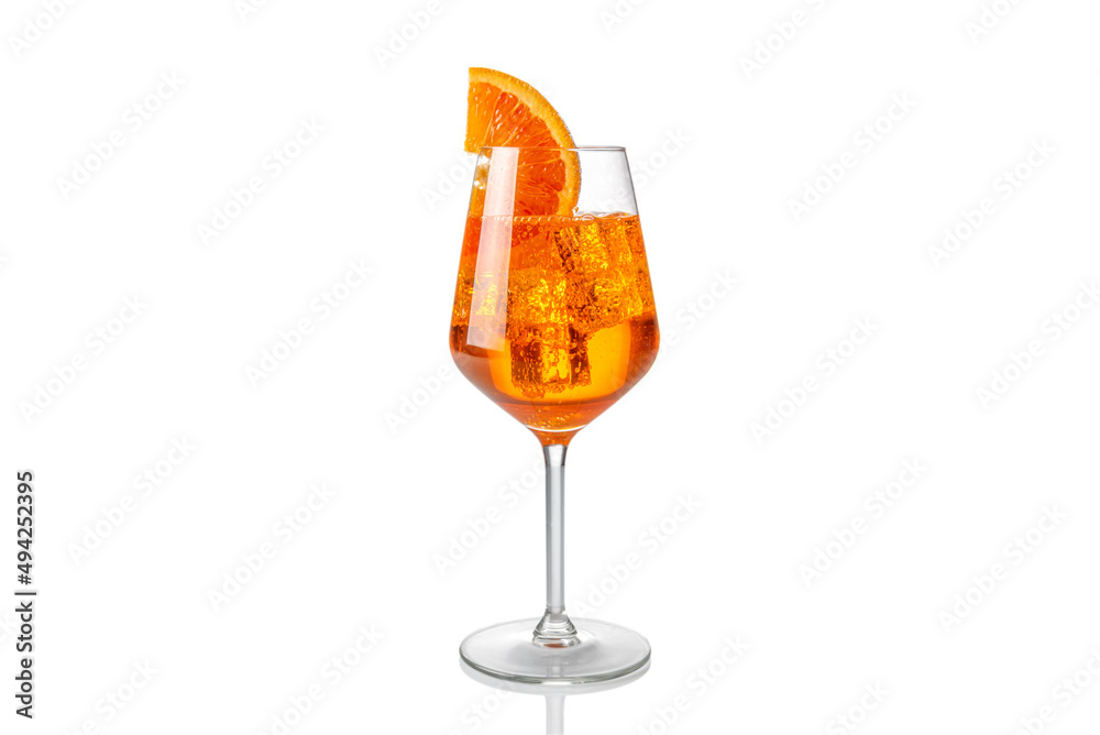 Aperol Spritz Glass with Orange Slice · Creative Fabrica