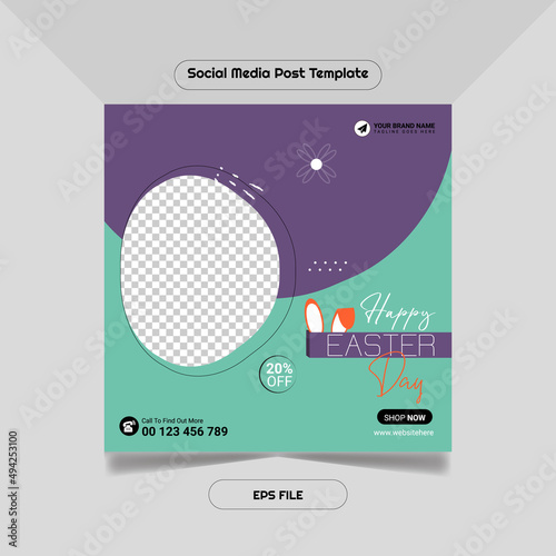 Happy easter day promotion social media post instagram premium facebook banner template vector