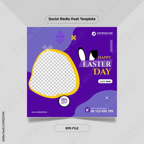 Happy easter day promotion social media post instagram premium facebook banner template vector