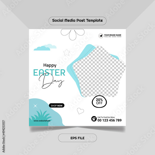 Happy easter day promotion social media post instagram premium facebook banner template vector