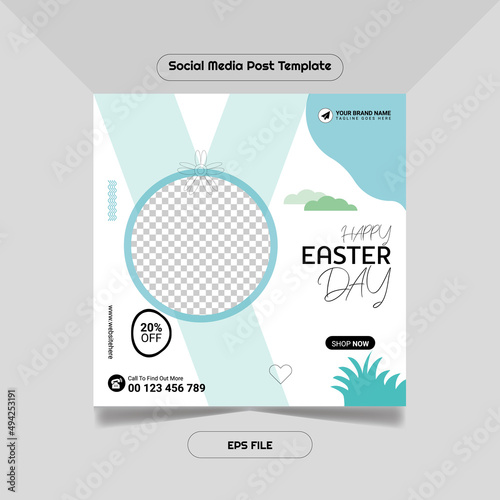 Happy easter day promotion social media post instagram premium facebook banner template vector
