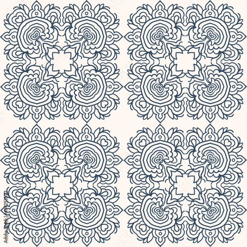 Black and white seamless pattern with arabesques