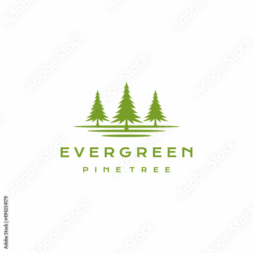 Wallpaper Mural Evergreen Pine fir hemlock spruce conifer cedar tree logo design vector illustra