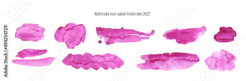 Dark pink watercolor splash set.Abstract watercolor background. Watercolor painted background with blots and splatters.