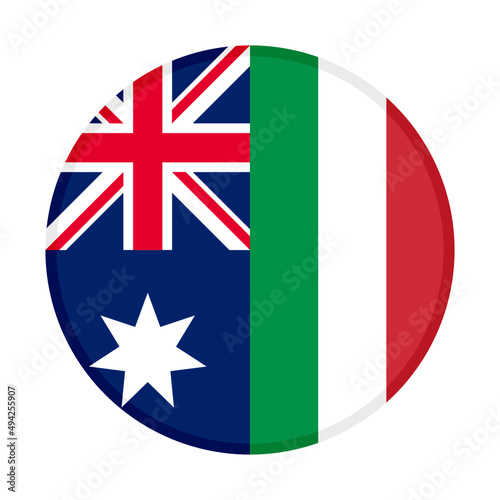 round icon with australia and italy flags. vector illustration isolated on white background