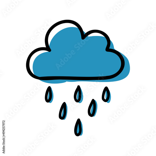 Hand drawn cloud and rain icon for weather forecast