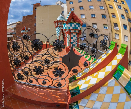 Details from the roof of Casa Vicens, Barcelona, Catalonia, Spain photo
