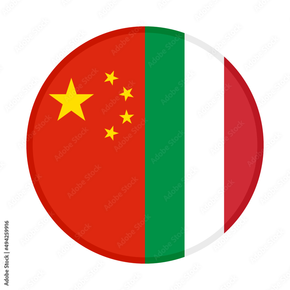 round icon with china and italy flags. vector illustration isolated on white background round icon with china and italy flags. vector illustration isolated on white background