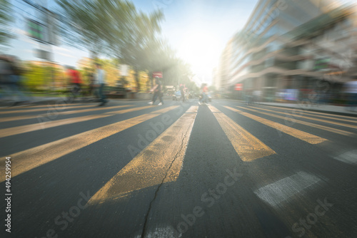 Fototapet yellow crosswalk out of focus
