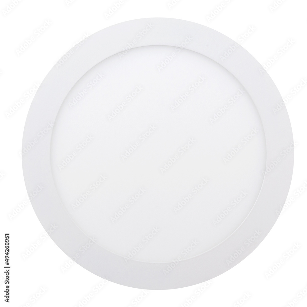 powerful round recessed LED lantern for mounting on the ceiling without a logo on a white isolated background powerful round recessed LED lantern for mounting on the ceiling without a logo on a white isolated background