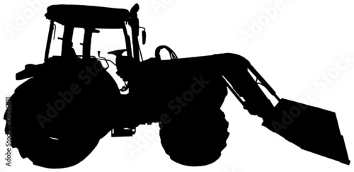 Tractor silhouette in black on white background 