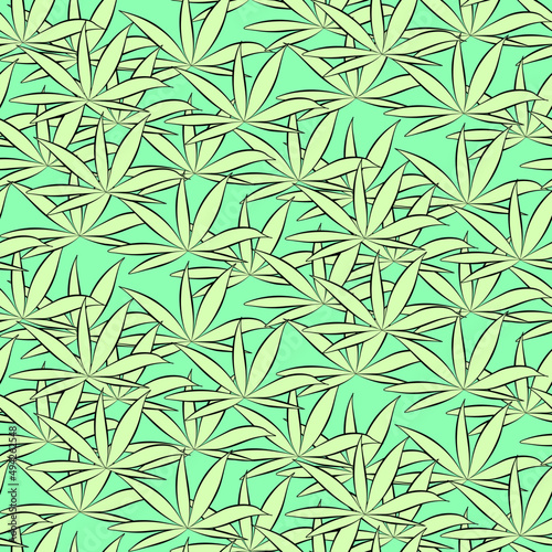 Vector seamless half-drop pattern, with leaves