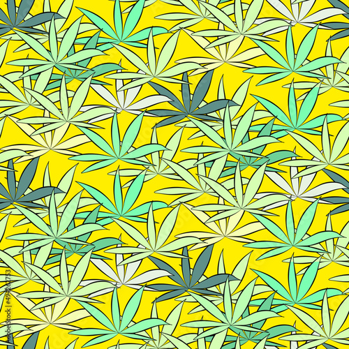 Vector seamless half-drop pattern, with leaves © eLifeS