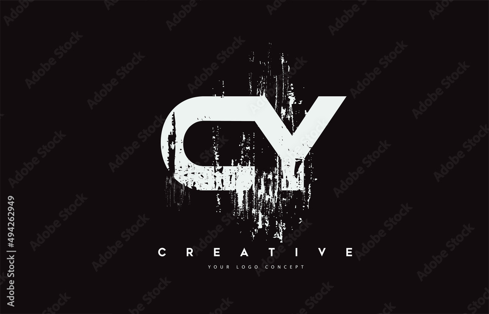 Obraz premium CY C Y Grunge Brush Letter Logo Design in White Colors Vector Illustration.
